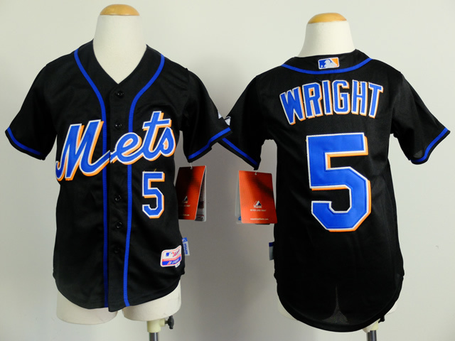 Youth New York Mets #5 Wright Black MLB Jerseys